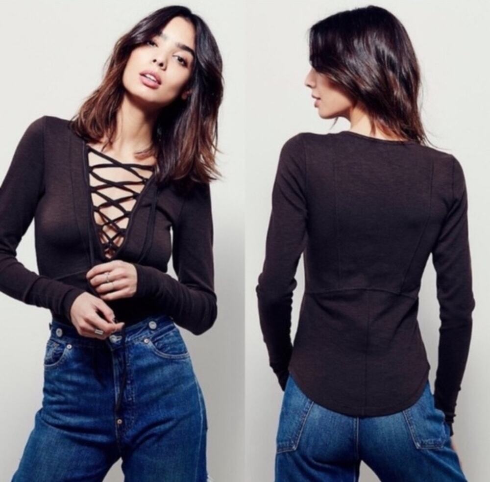 Free People Lucky Lace Up black goth punk rock Renaissance edgy Boho indie